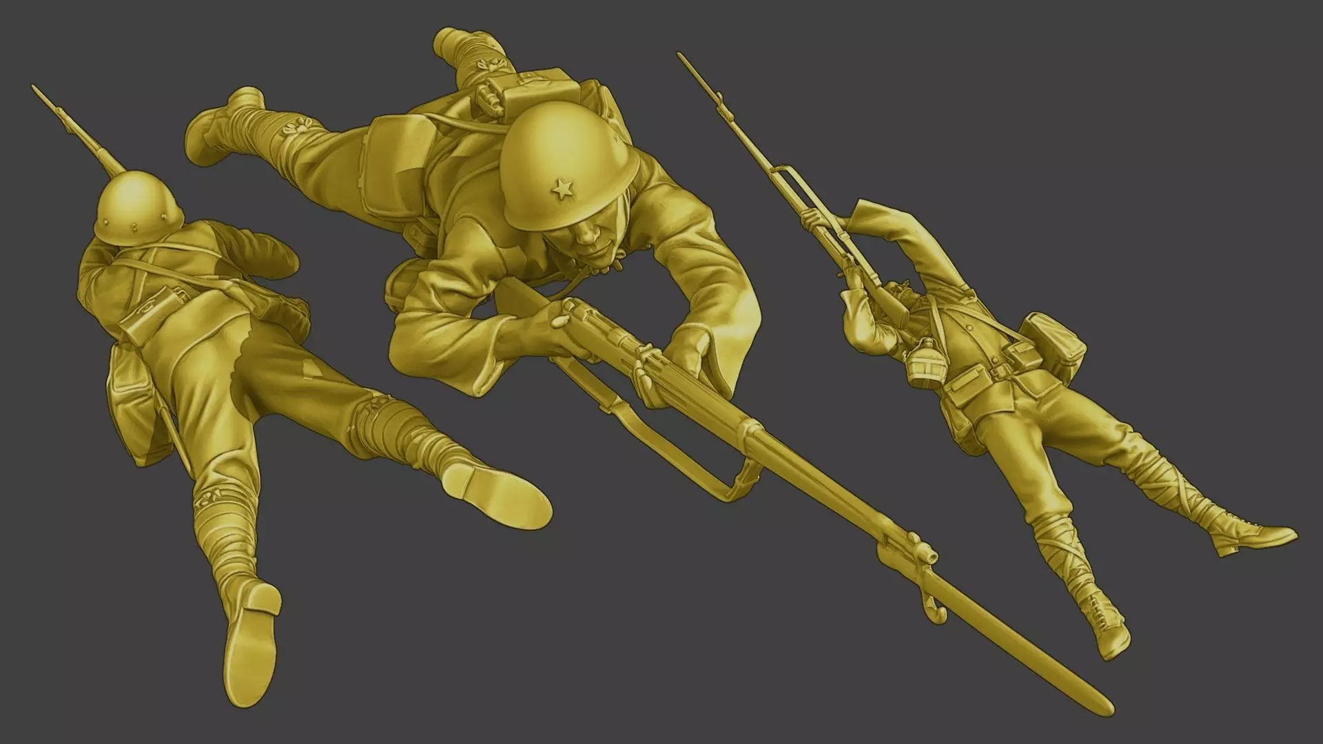 Japanese soldier ww2 Shoot Lying J2 3D print model_0