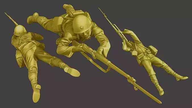 Japanese soldier ww2 Shoot Lying J2 3D print model
