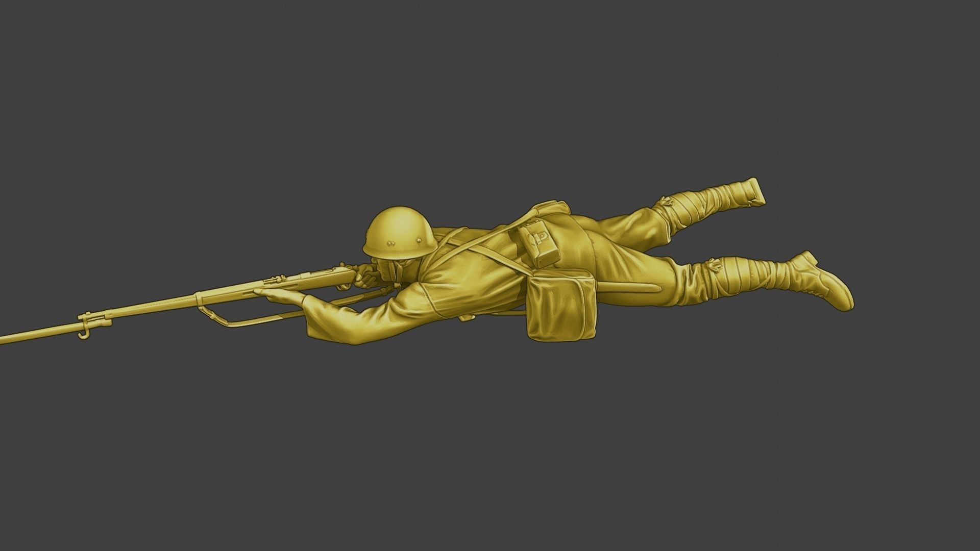 Japanese soldier ww2 Shoot Lying J2 3D print model_3