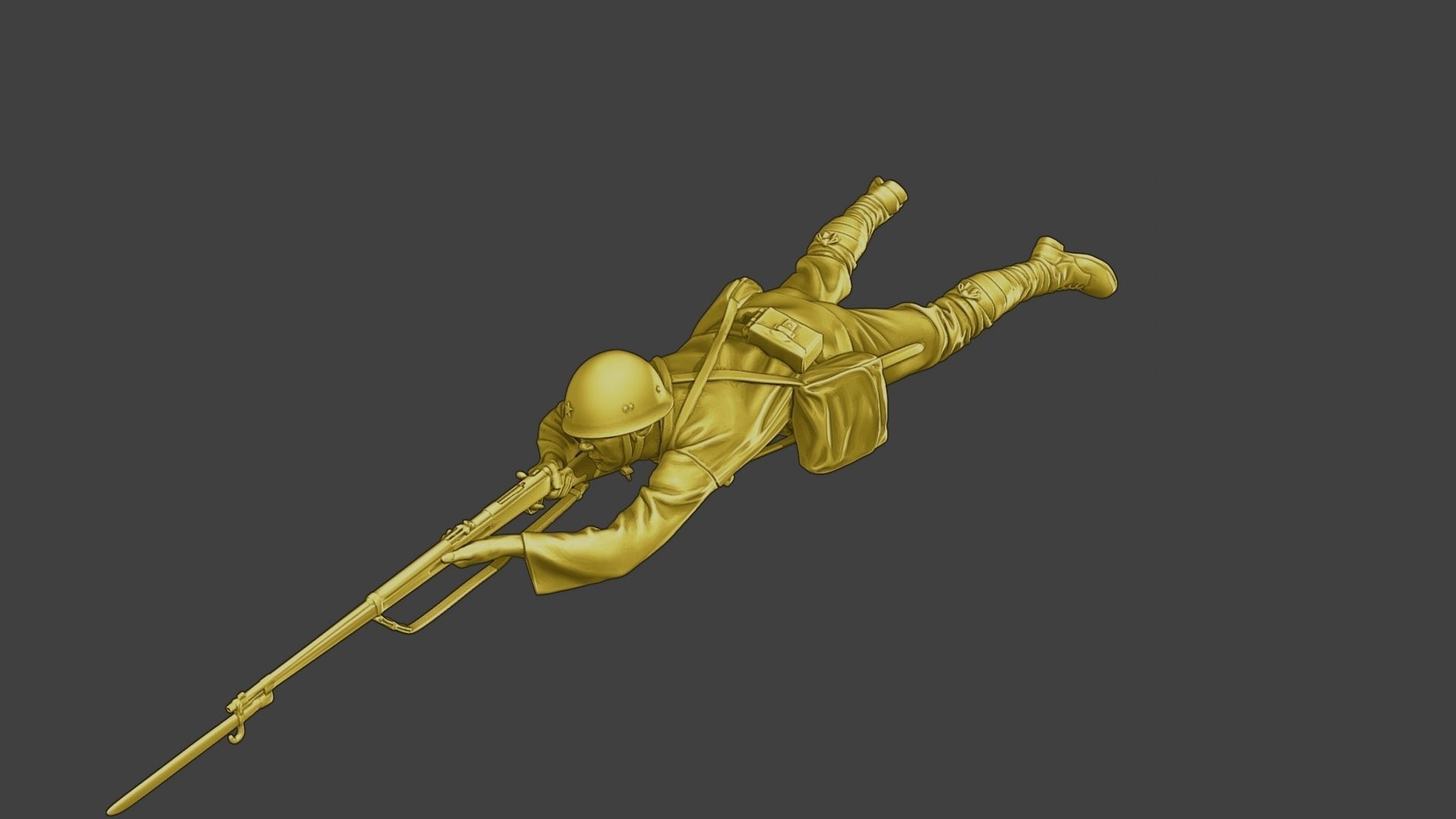 Japanese soldier ww2 Shoot Lying J2 3D print model_2