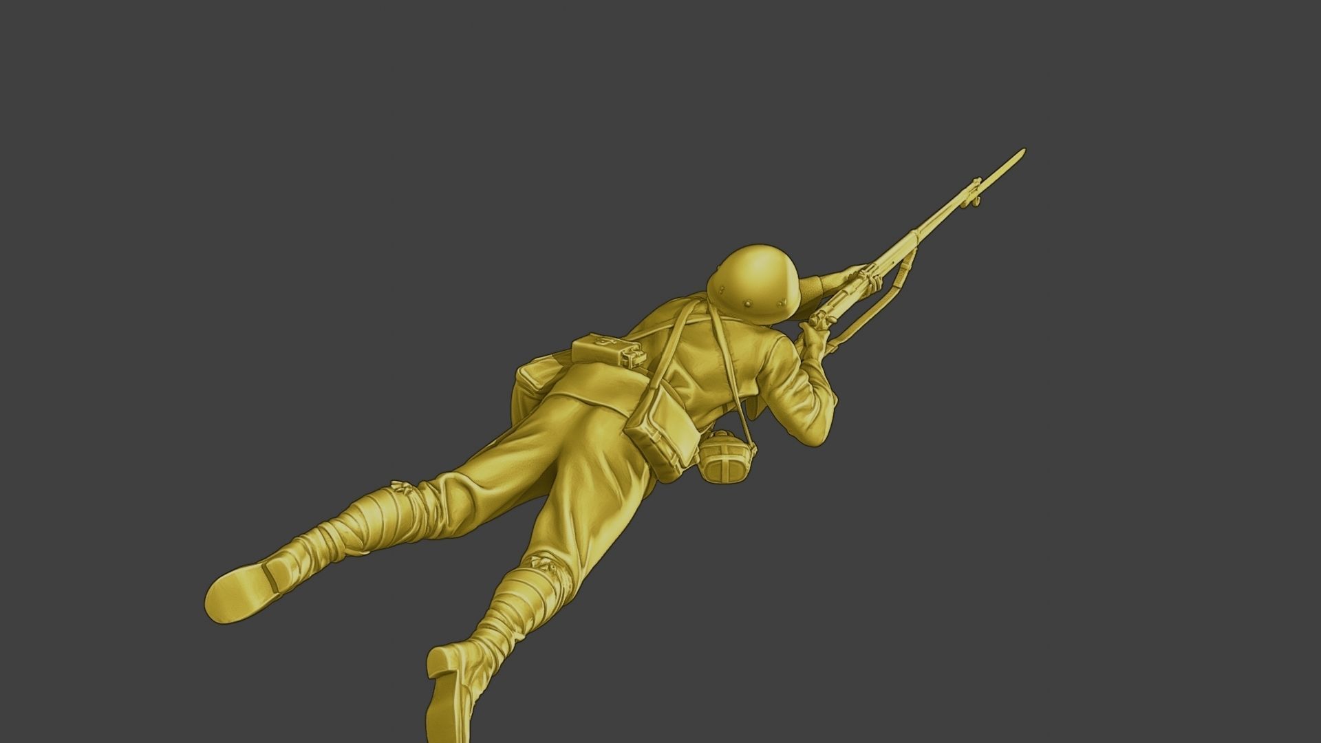 Japanese soldier ww2 Shoot Lying J2 3D print model_7