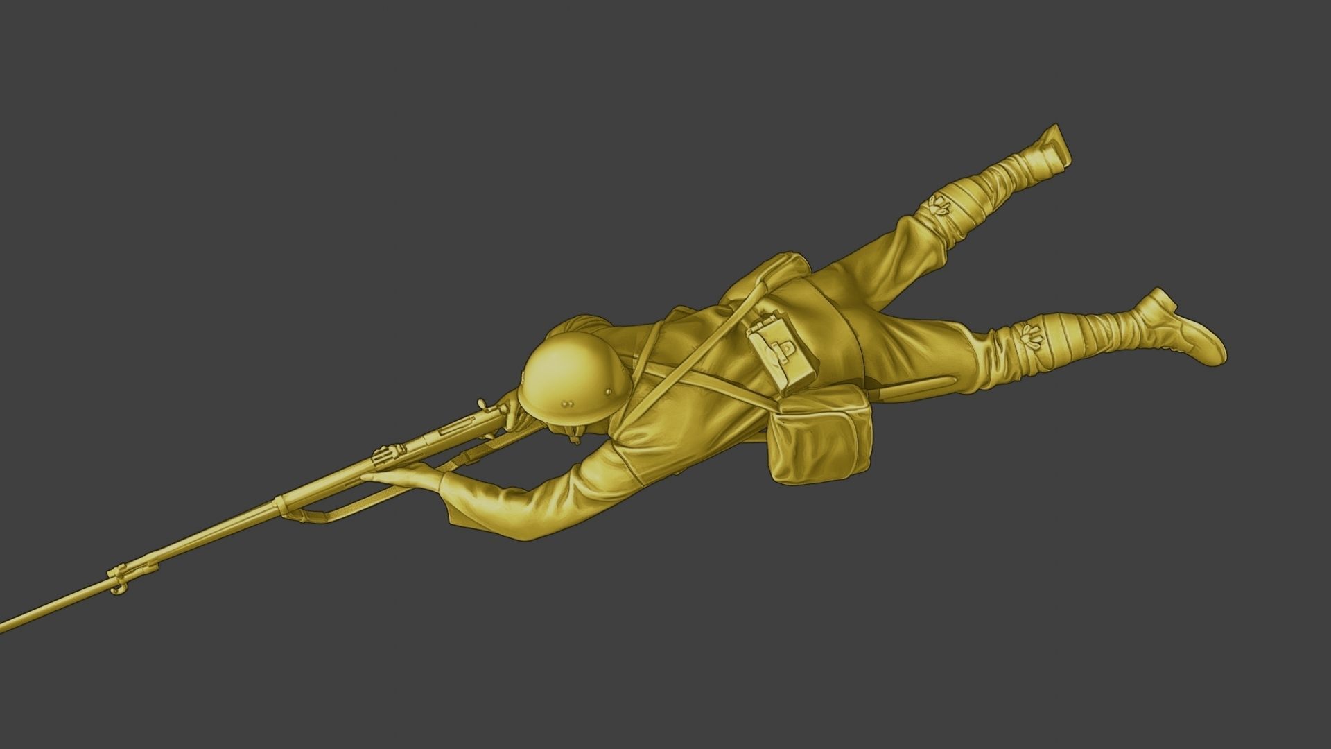 Japanese soldier ww2 Shoot Lying J2 3D print model_14