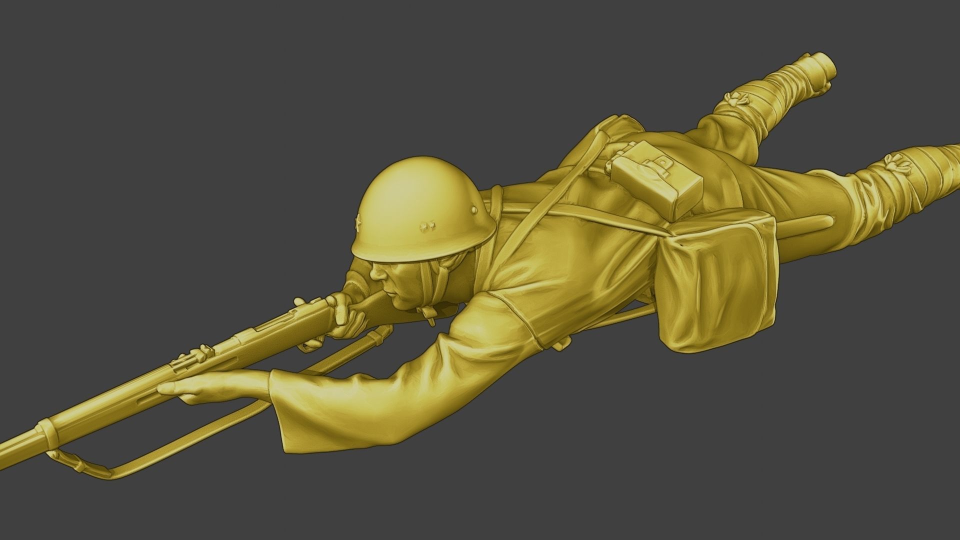 Japanese soldier ww2 Shoot Lying J2 3D print model_17