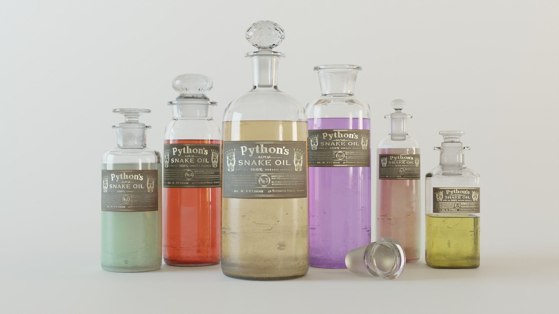 Apothecary Vintage Bottles 3D model_1