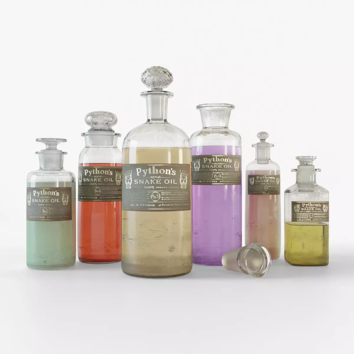 Apothecary Vintage Bottles 3D model_0