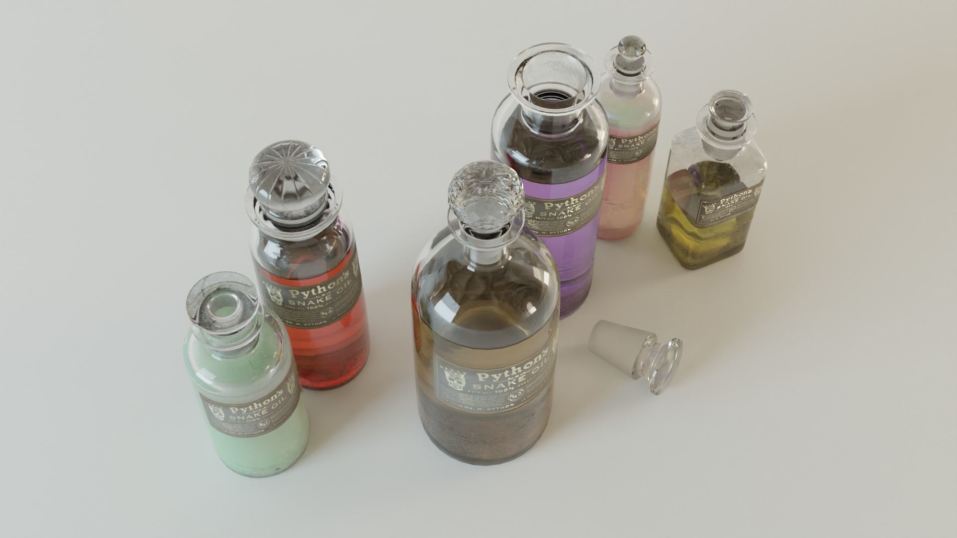 Apothecary Vintage Bottles 3D model_2