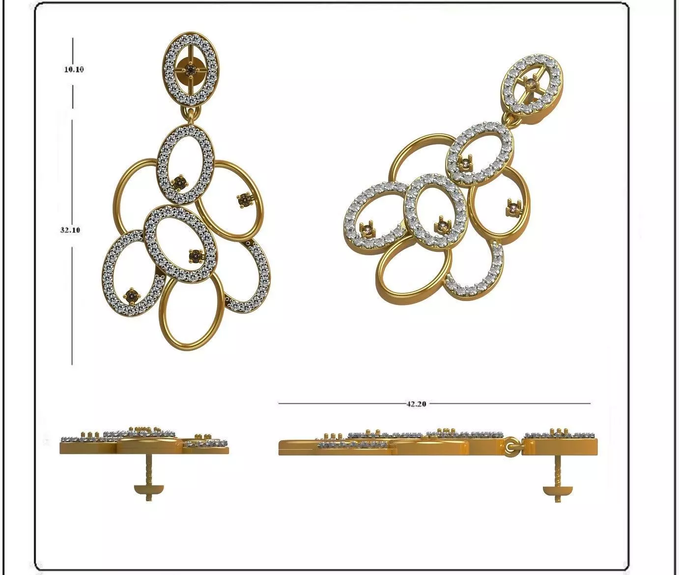 Solitaire Earrings 3D print model_0