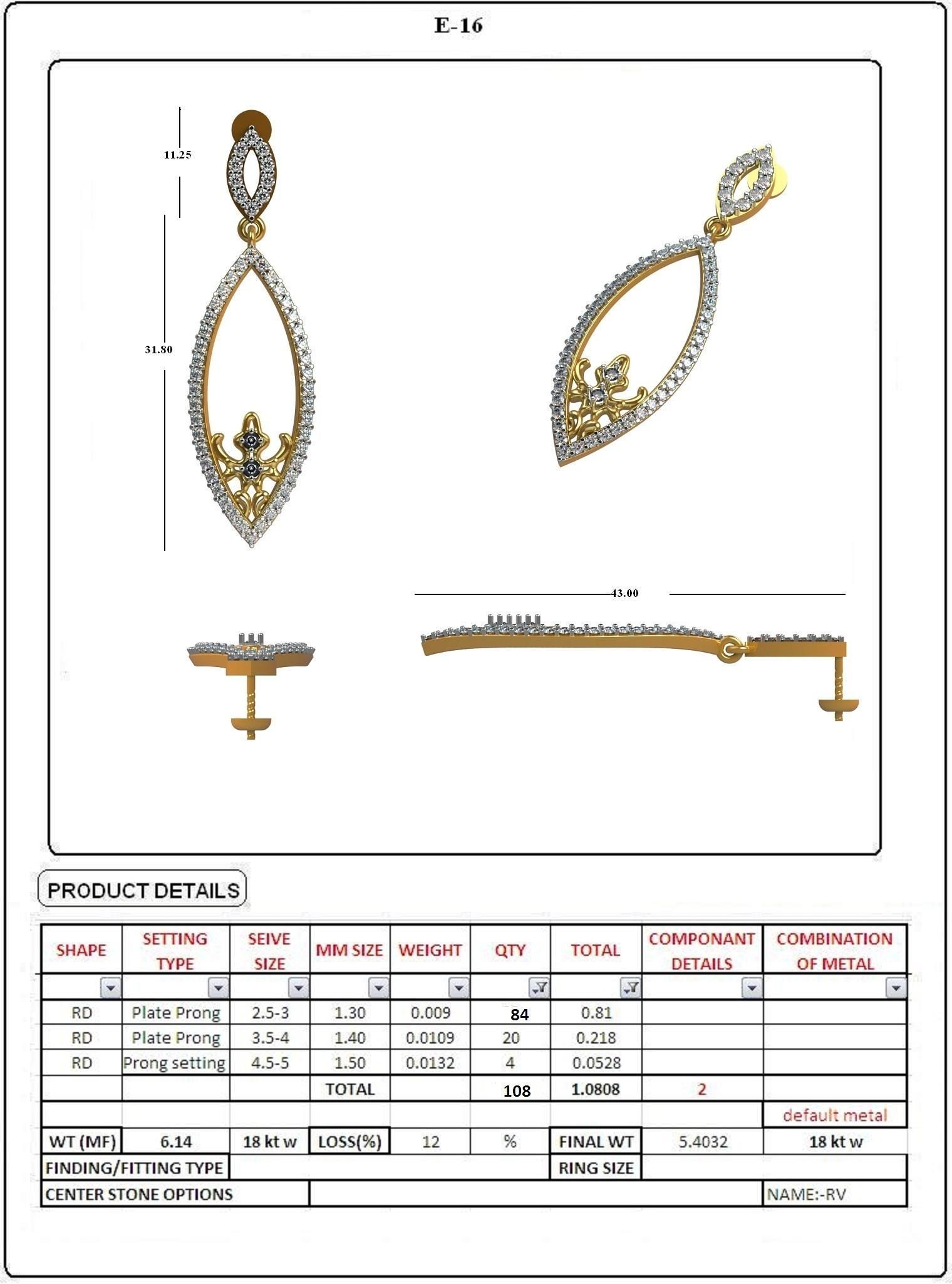 Solitaire Earrings  3D print model_1