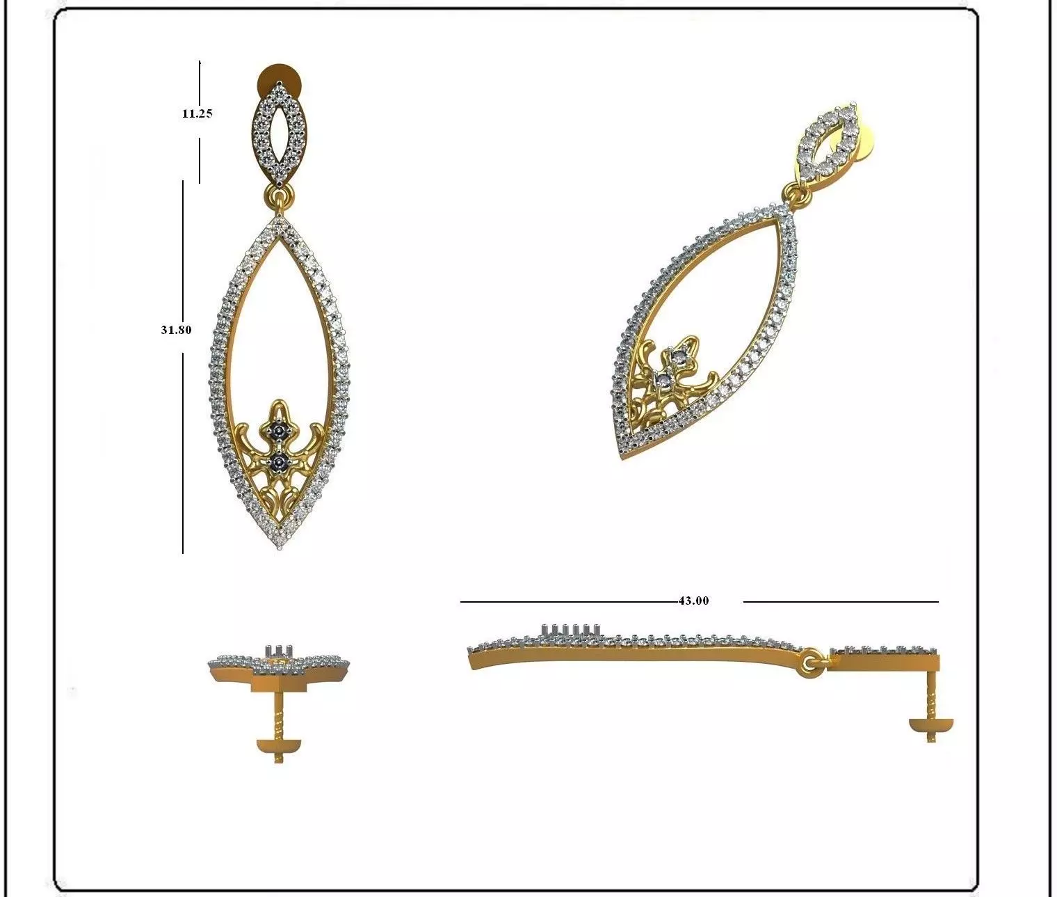 Solitaire Earrings  3D print model_0