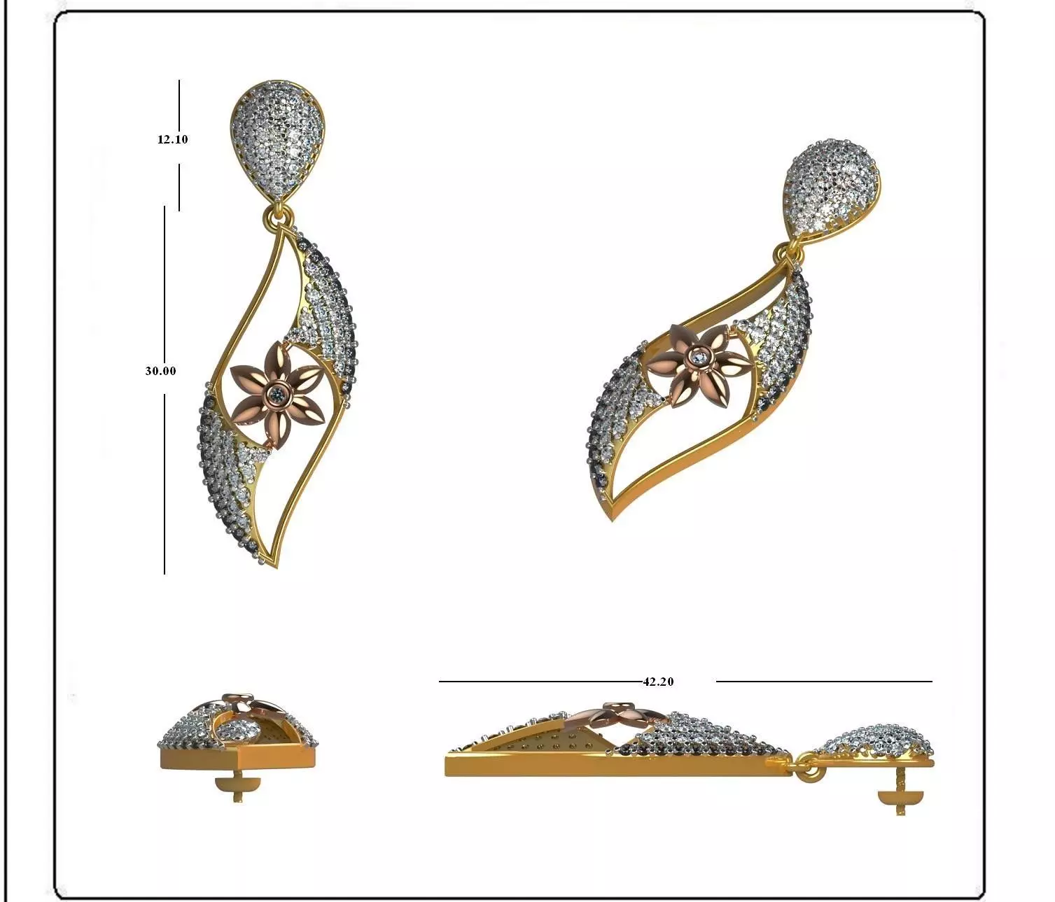 Solitaire Earrings 3D print model_0