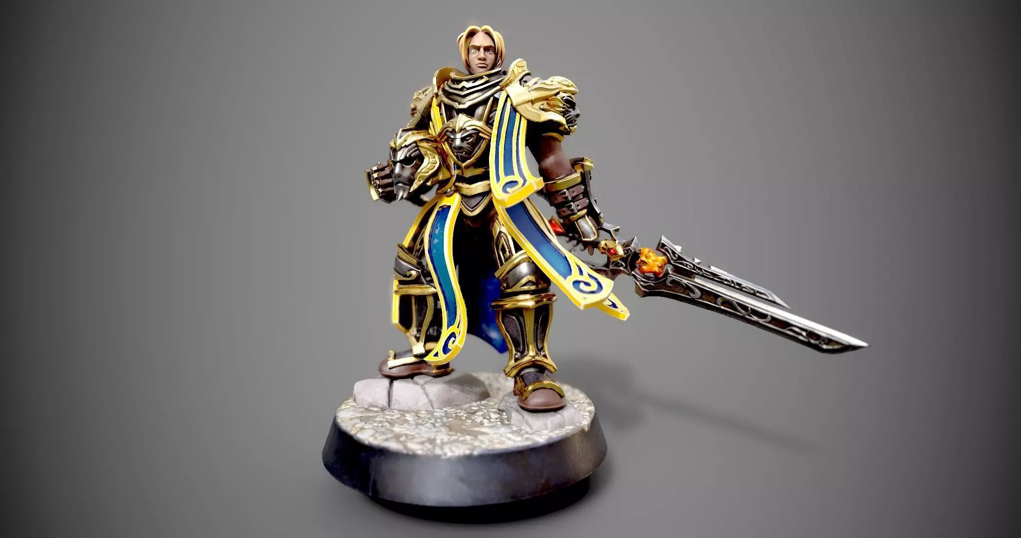 Anduin statue of knight holding sword Free 3D print model
