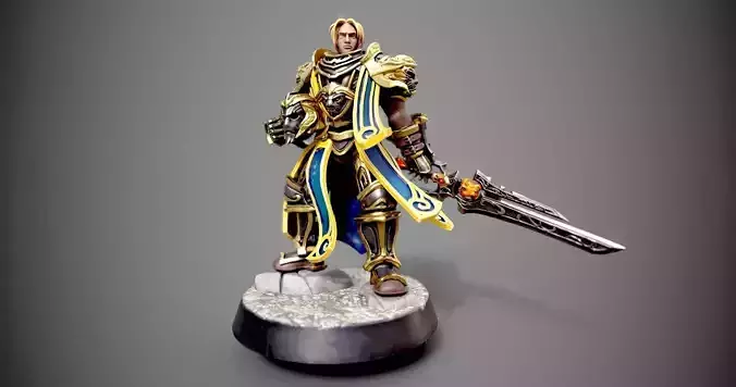 Anduin statue of knight holding sword Free 3D print model