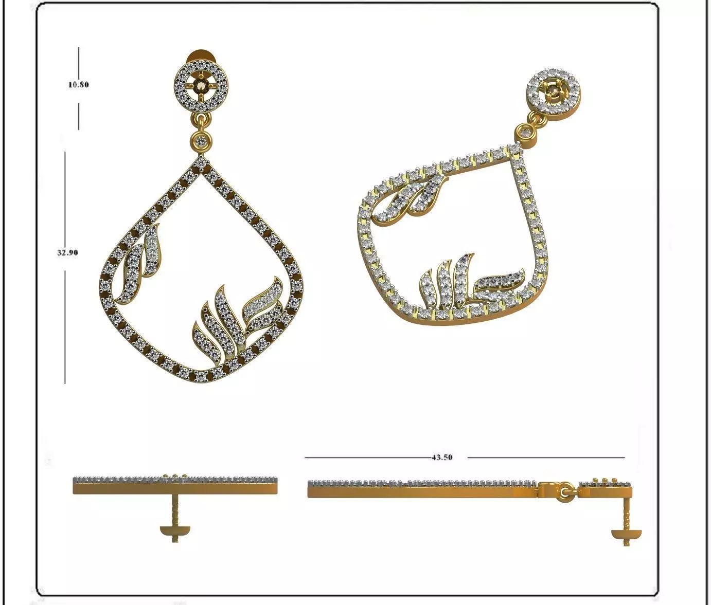 Solitaire Earrings 3D print model_0