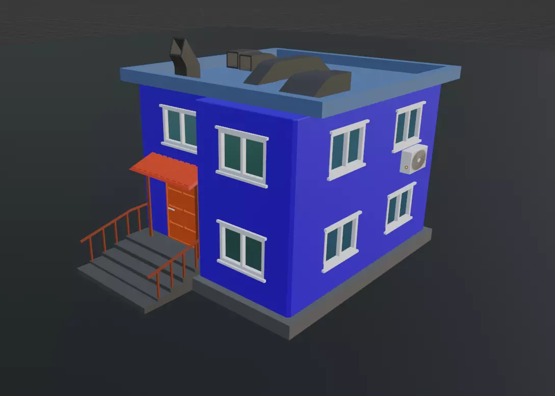house Low-poly 3D model_0