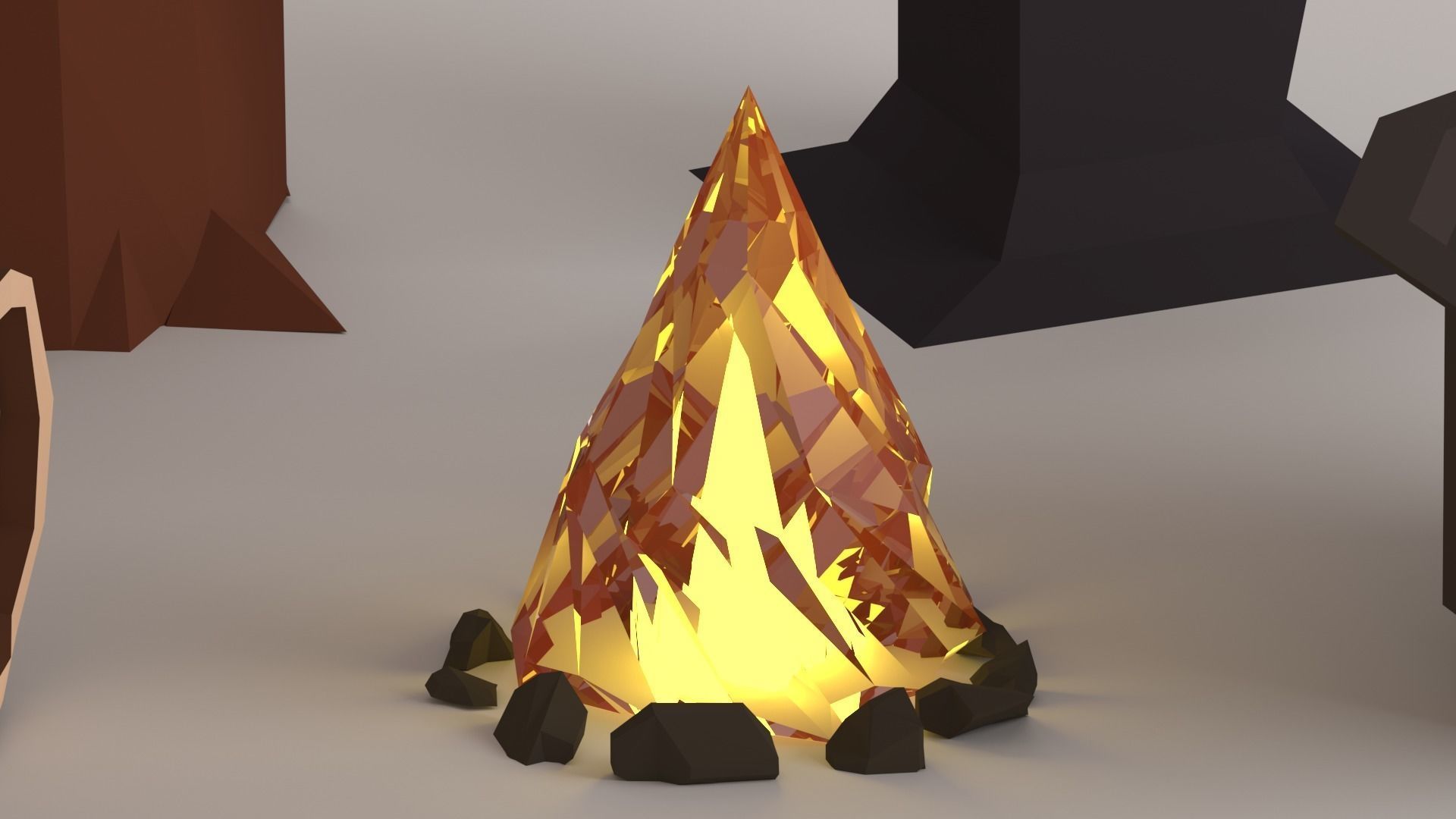 camping objects Low-poly 3D model_2