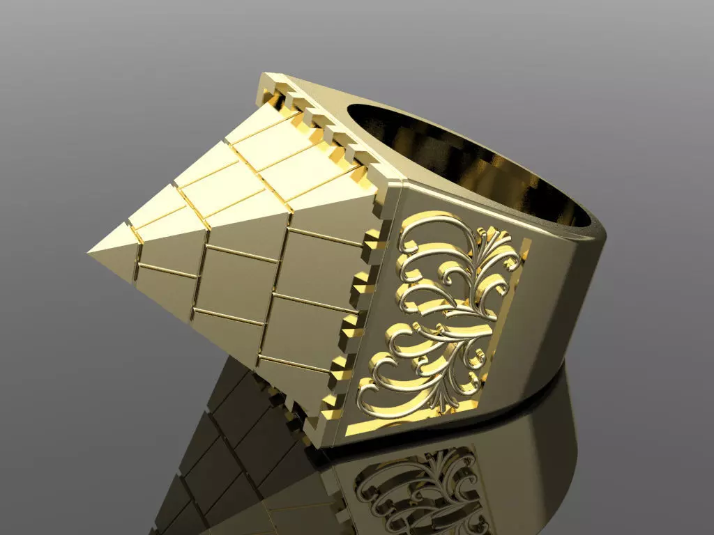 PYRAMID ring gold  3D print model_0