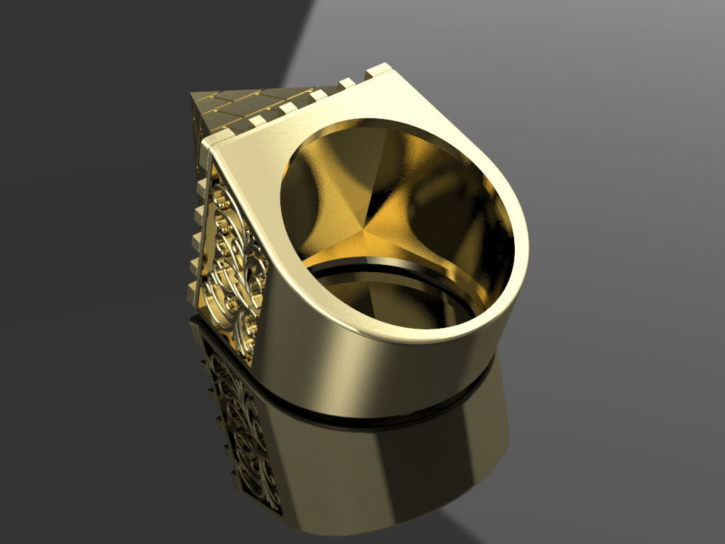 PYRAMID ring gold  3D print model_1