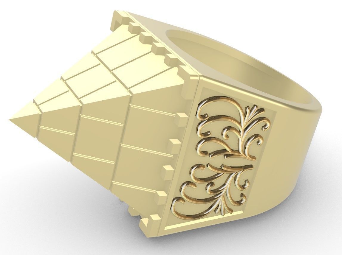 PYRAMID ring gold  3D print model_2