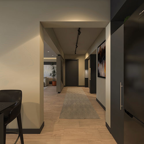 interior model living room at edmonton residences 3D model 4