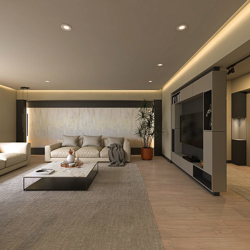 interior model living room at edmonton residences 3D model 7