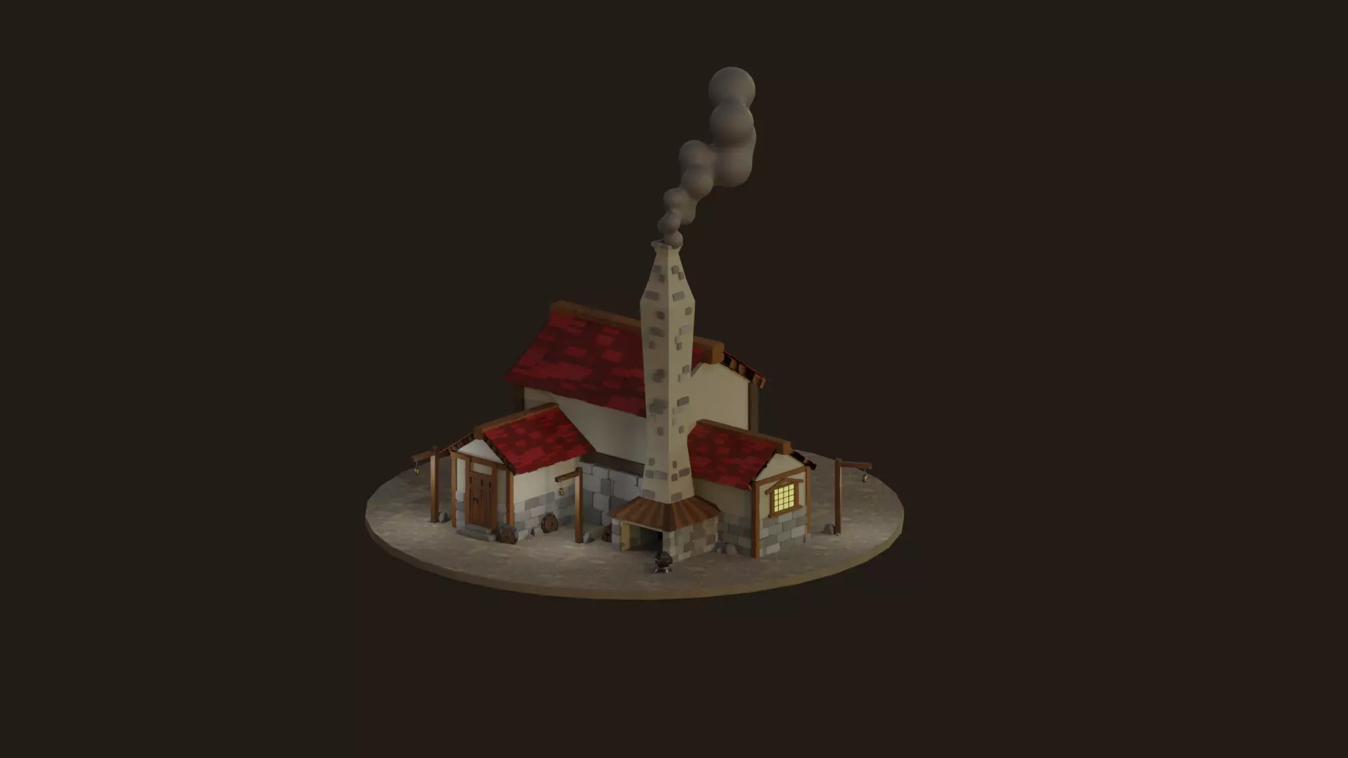 Medieval Age Blacksmiths Workshop Free 3D model_0