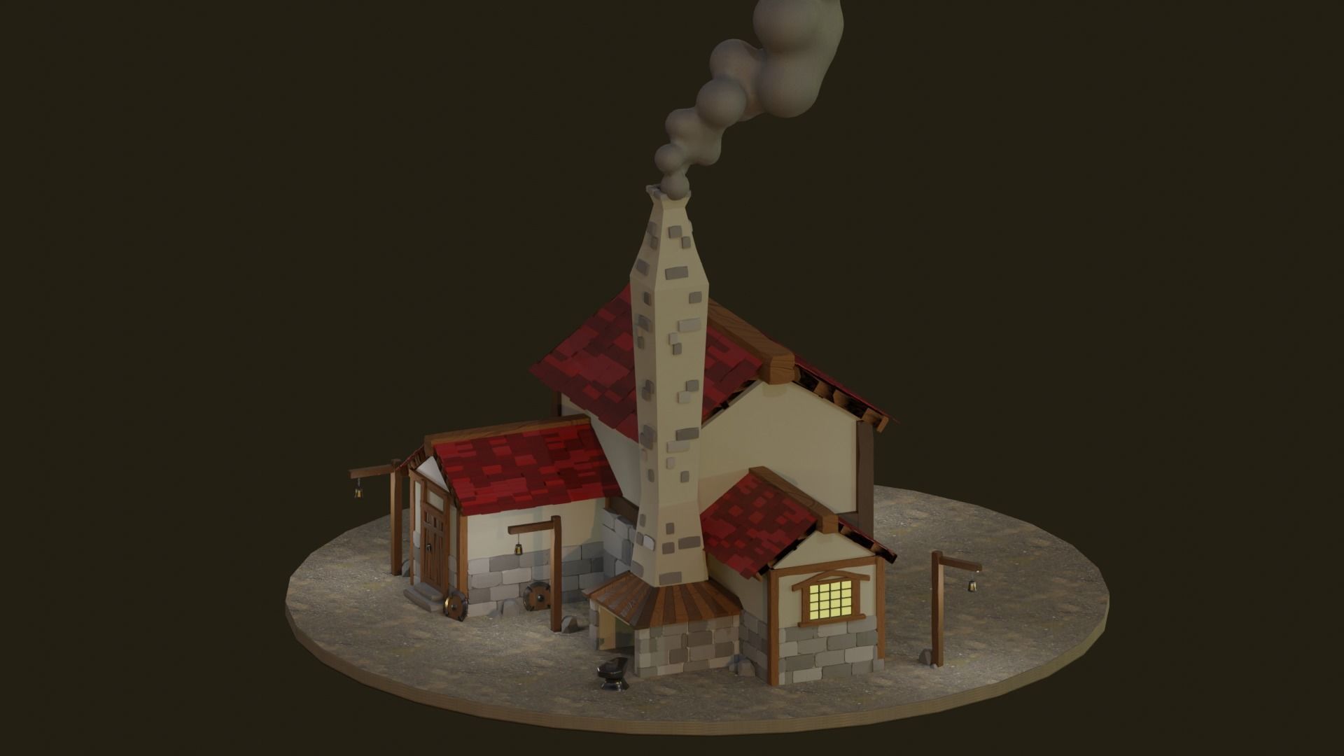 Medieval Age Blacksmiths Workshop Free 3D model_2