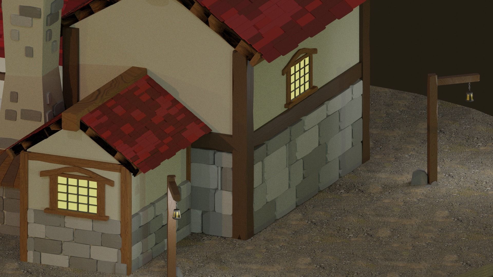 Medieval Age Blacksmiths Workshop Free 3D model_5