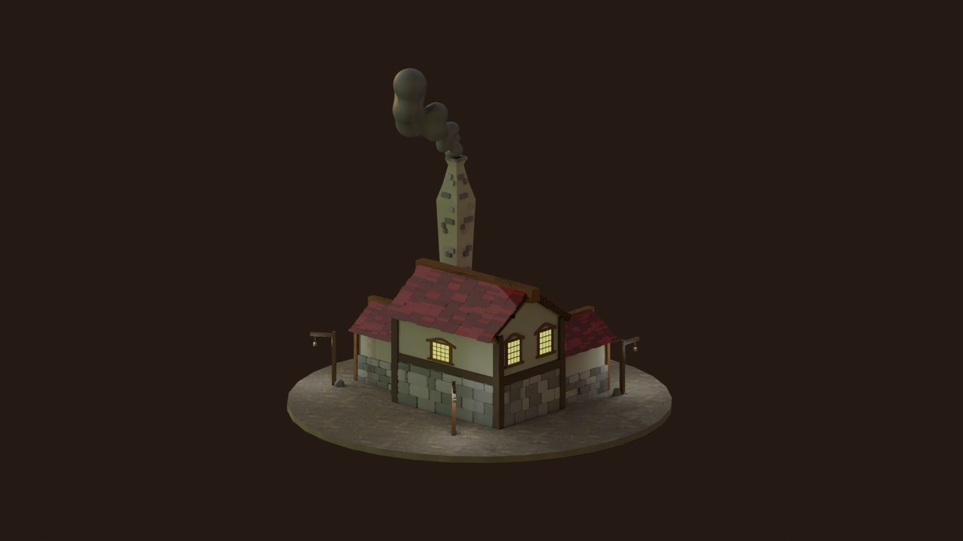 Medieval Age Blacksmiths Workshop Free 3D model_1