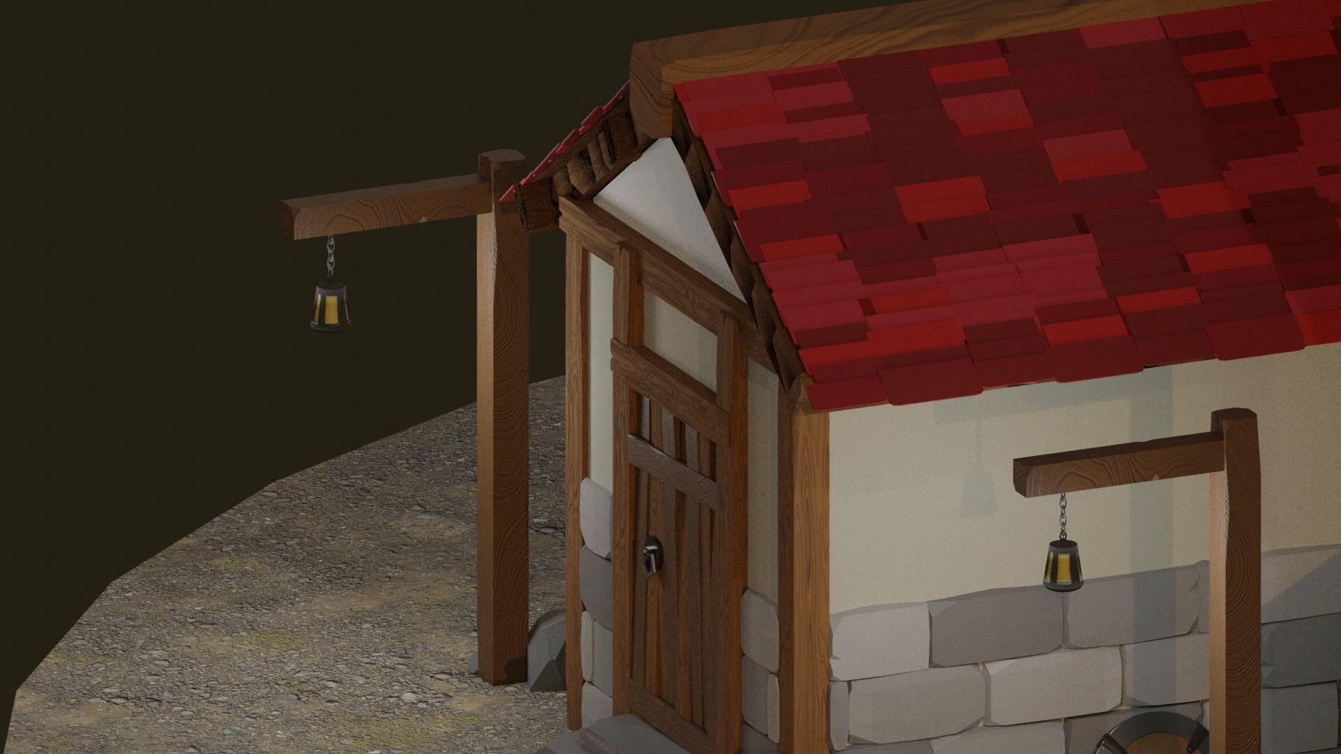 Medieval Age Blacksmiths Workshop Free 3D model_4