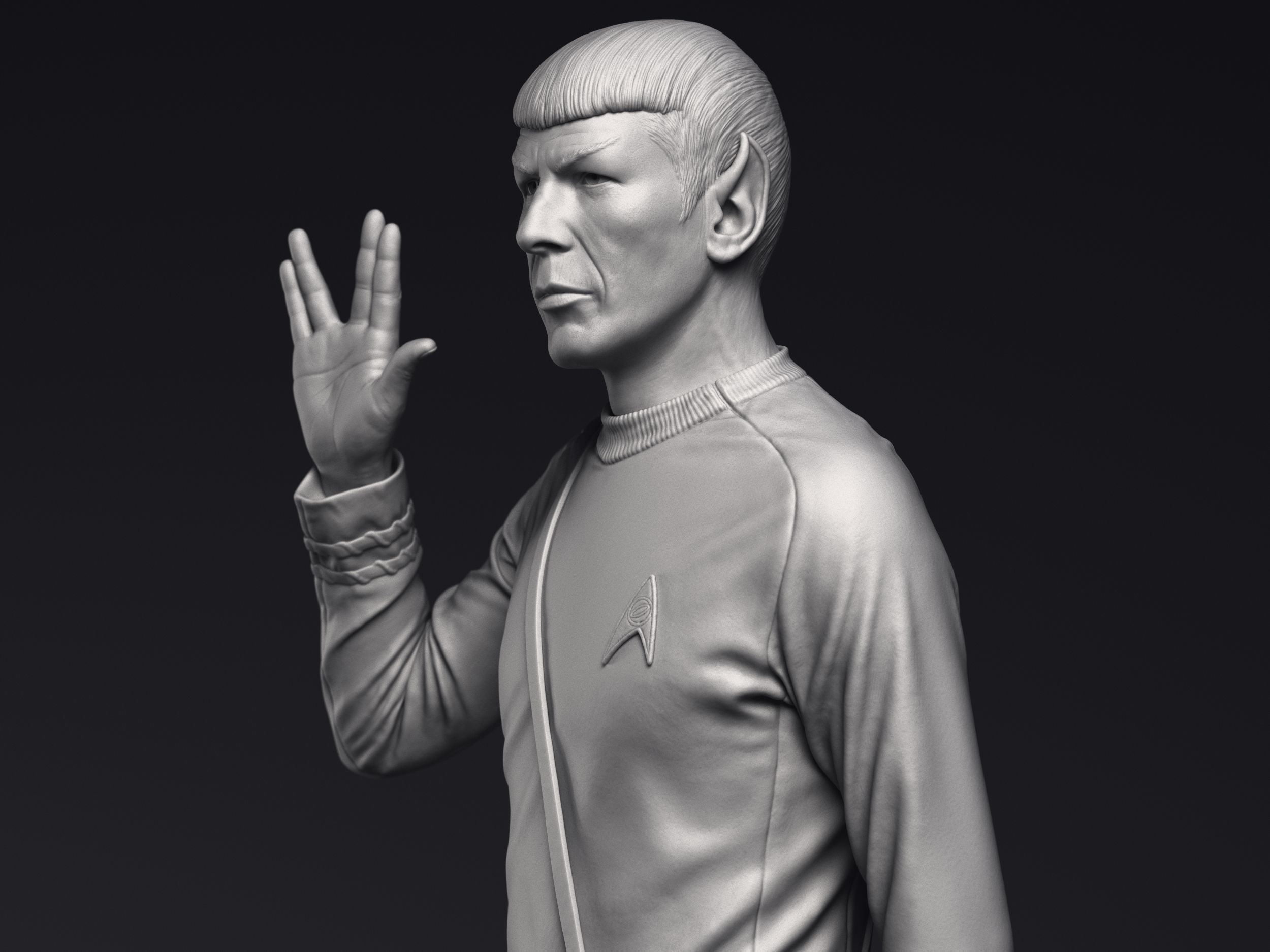 Leonard Nimoy as Mr Spock Sculpture Printable 3D Model 3D print model_6