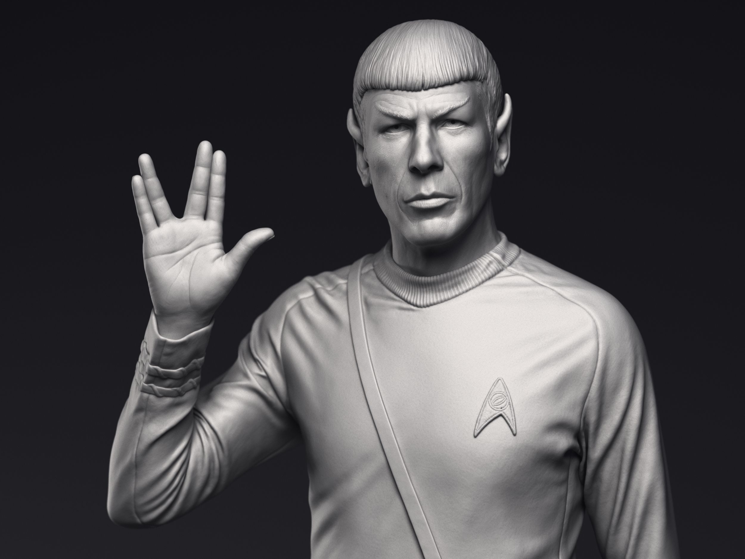 Leonard Nimoy as Mr Spock Sculpture Printable 3D Model 3D print model_4