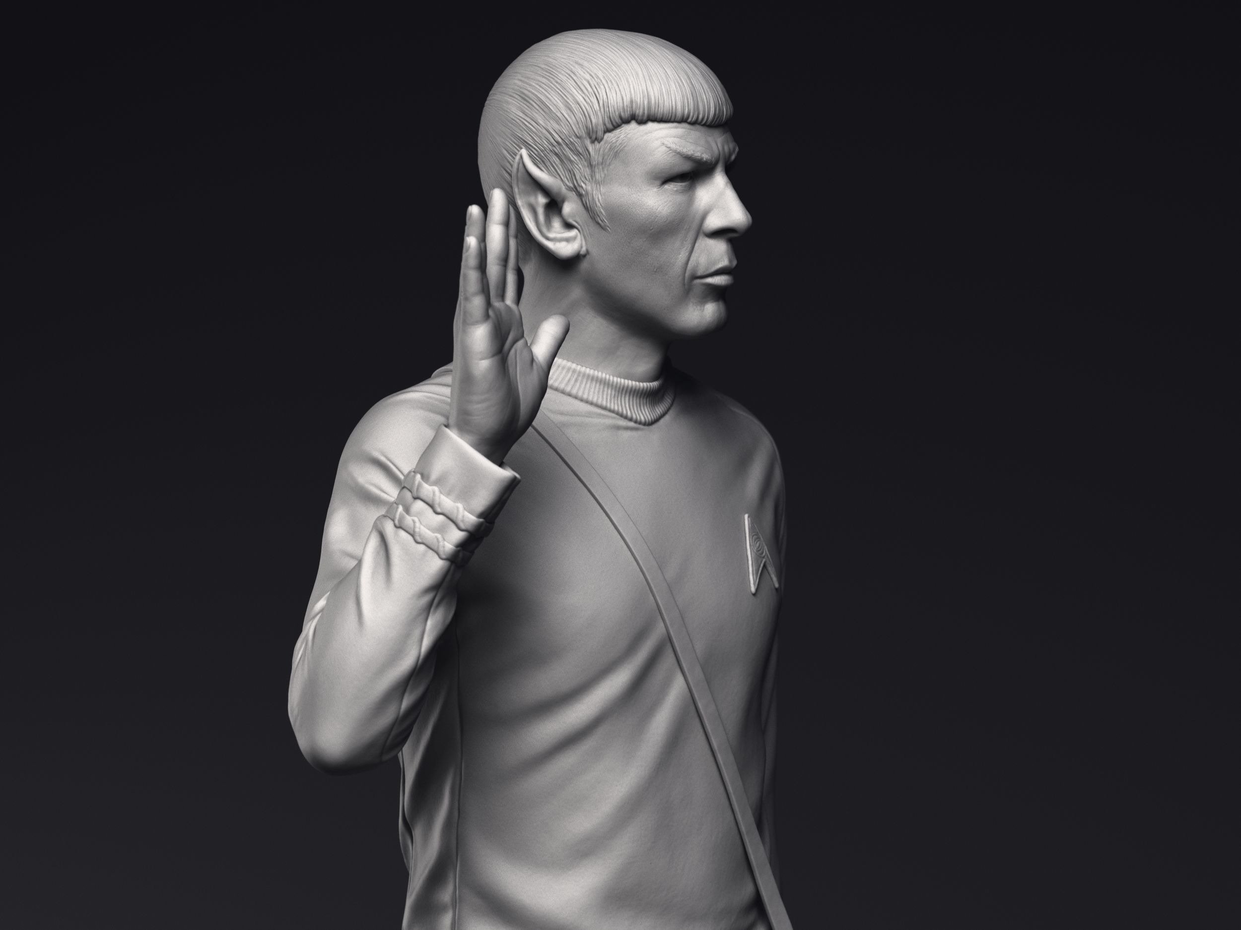 Leonard Nimoy as Mr Spock Sculpture Printable 3D Model 3D print model_5