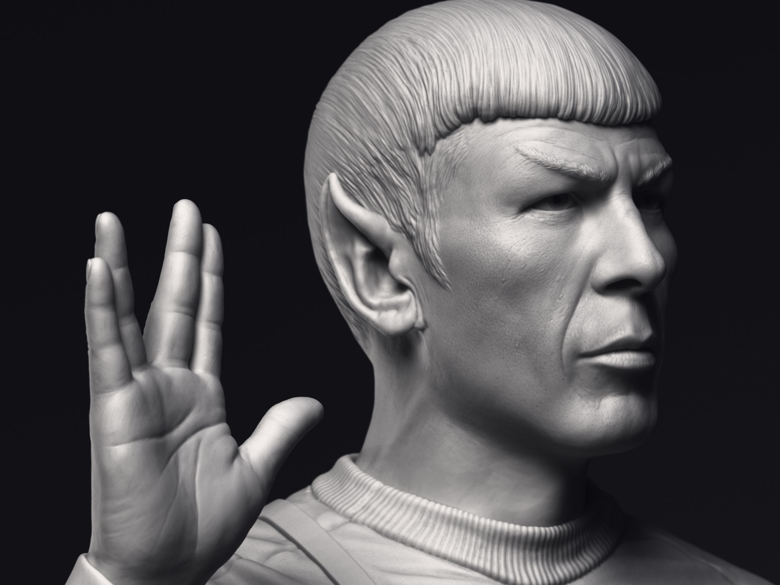 Leonard Nimoy as Mr Spock Sculpture Printable 3D Model 3D print model_10