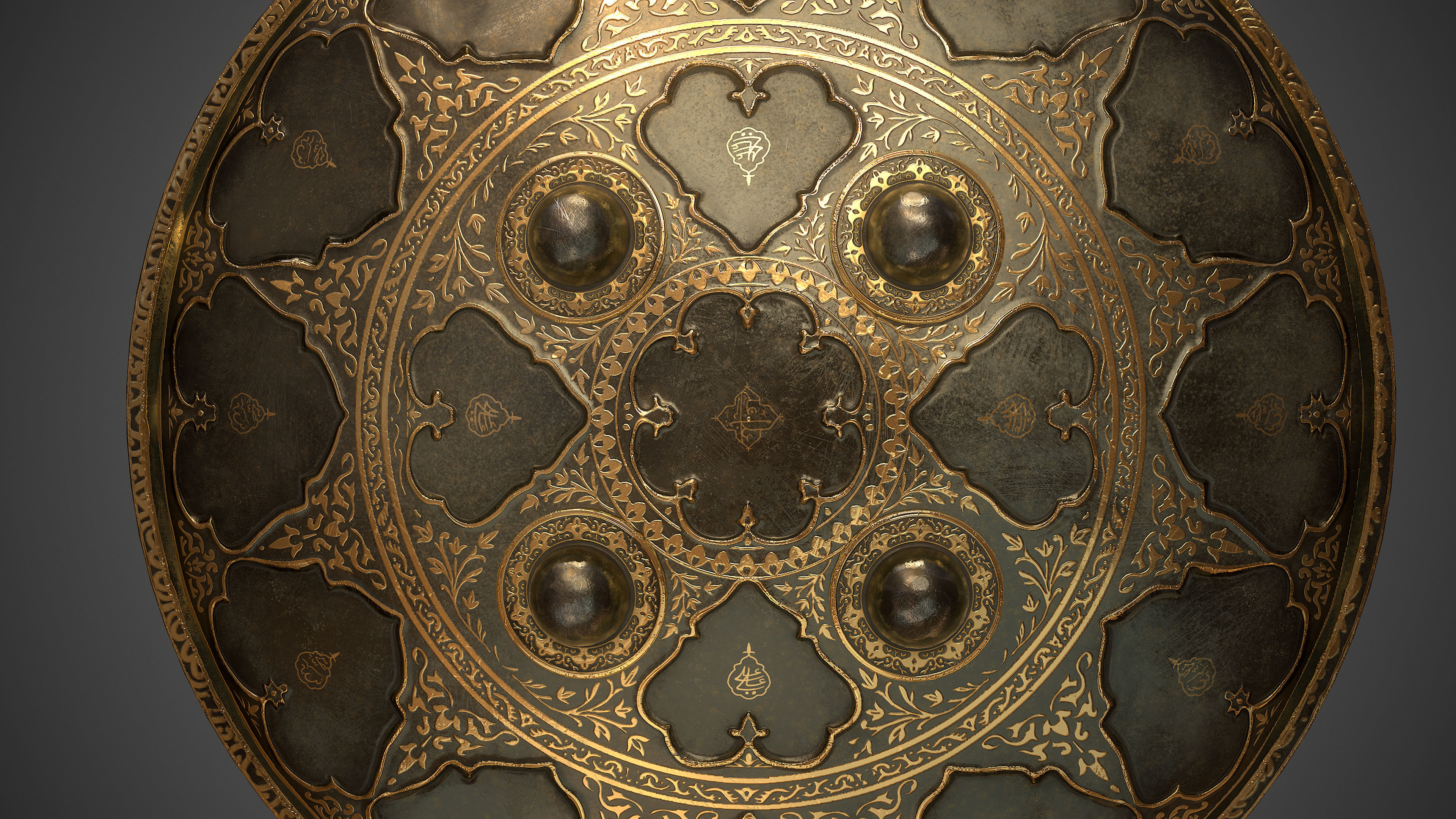 Indian style Dhal Shield - Low Poly Low-poly 3D model_5