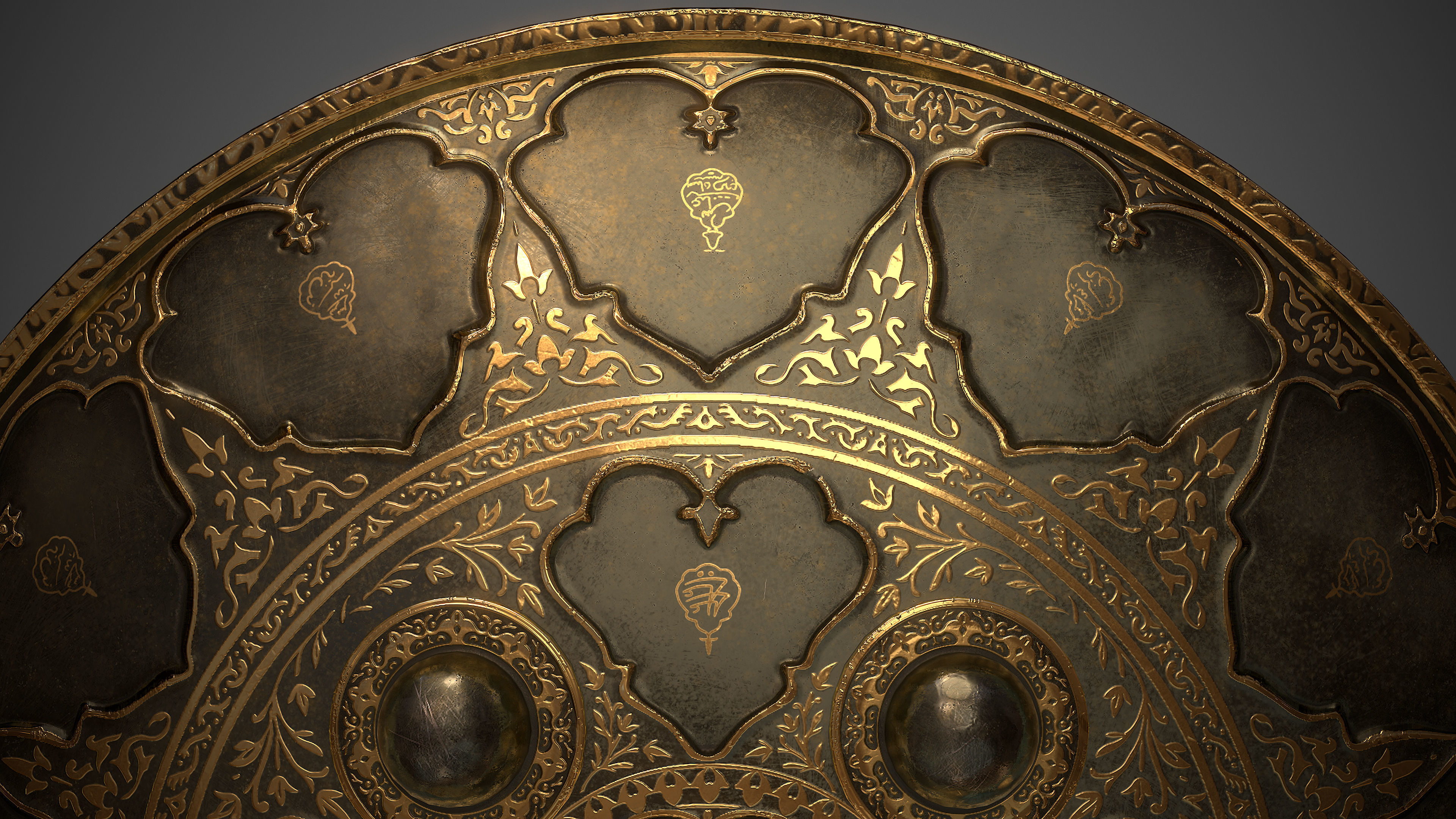 Indian style Dhal Shield - Low Poly Low-poly 3D model_4