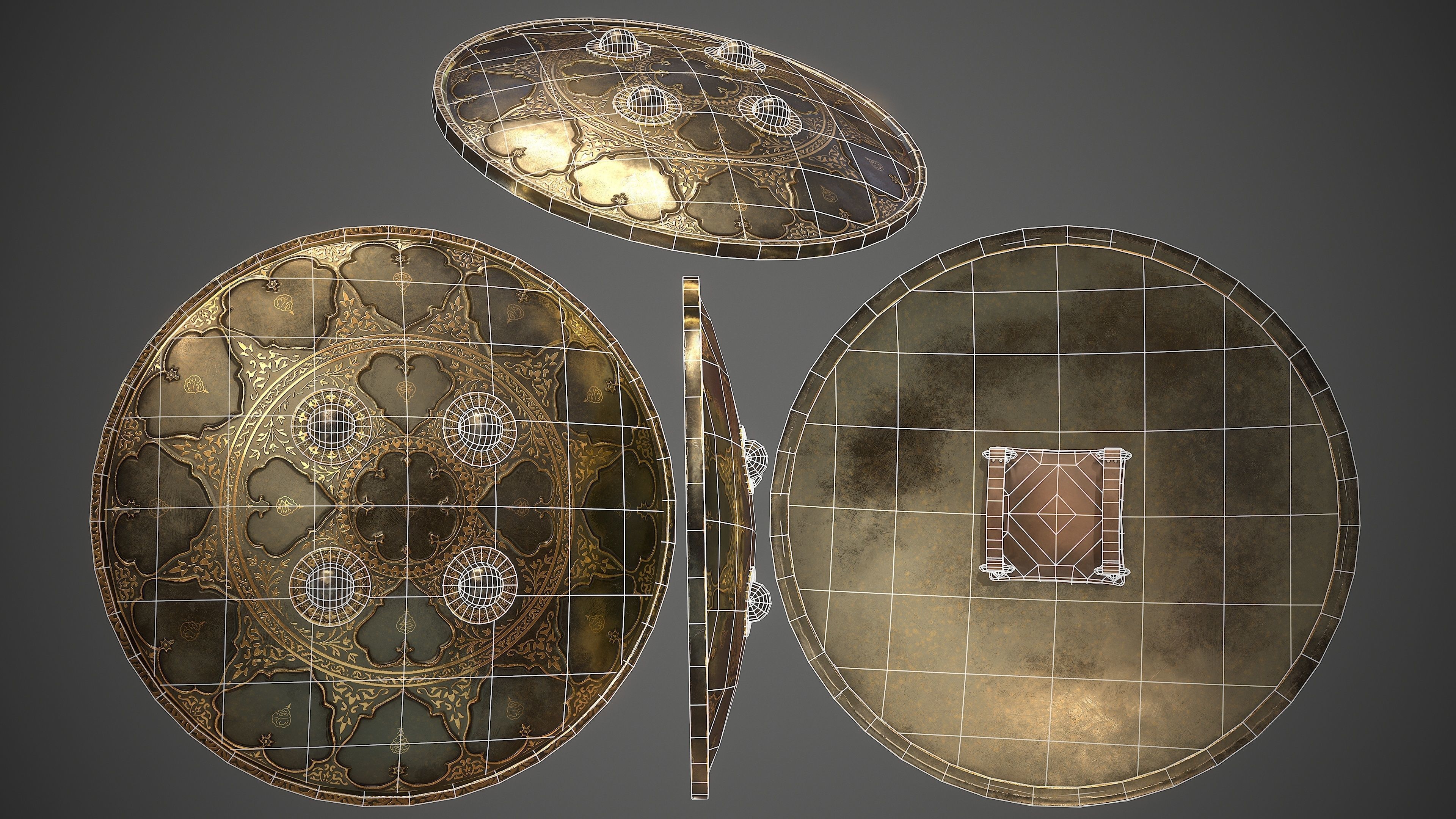 Indian style Dhal Shield - Low Poly Low-poly 3D model_3