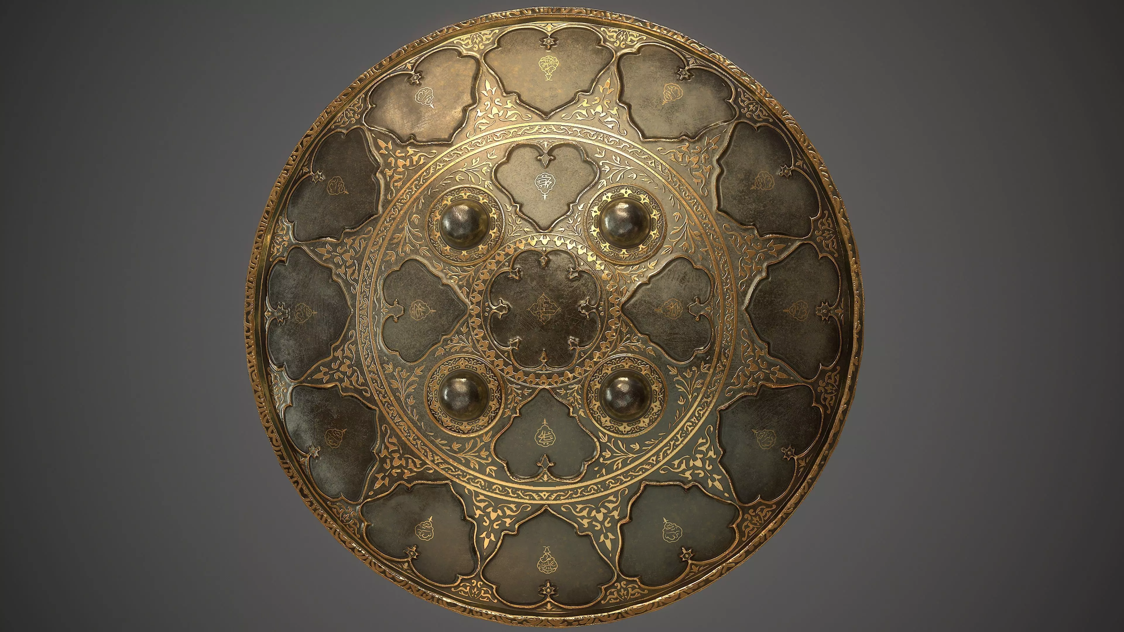 Indian style Dhal Shield - Low Poly Low-poly 3D model_0