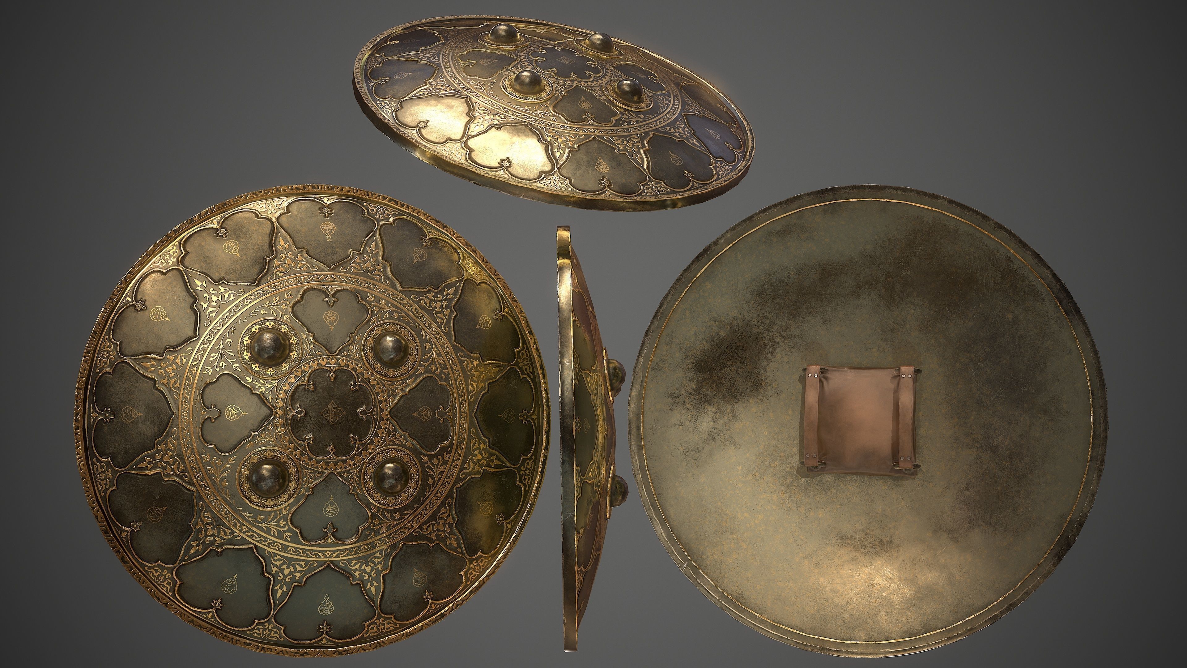 Indian style Dhal Shield - Low Poly Low-poly 3D model_2