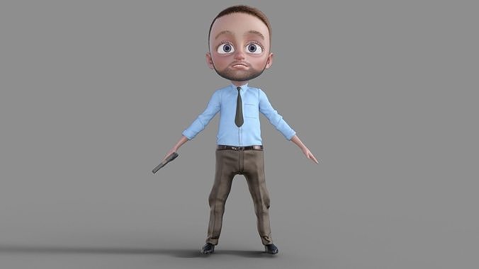 3D Cartoon Mafia Boy 3D model