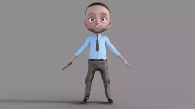 3D Cartoon Mafia Boy 3D model
