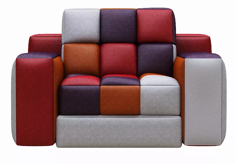 Armchair colorful recliner chair Low-poly 3D model