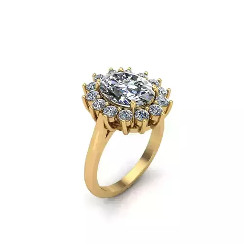 Elegant engagement ring with oval center and halo