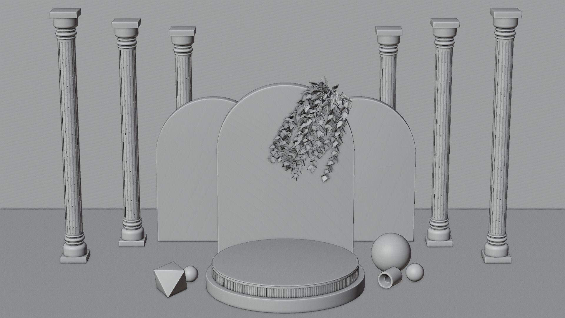 Golden Product Display Podium 3D model_4