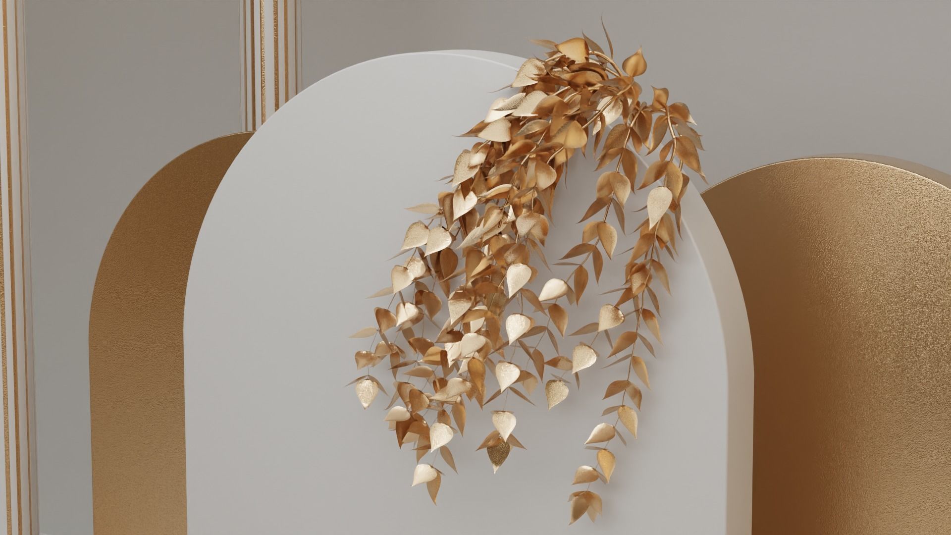 Golden Product Display Podium 3D model_9