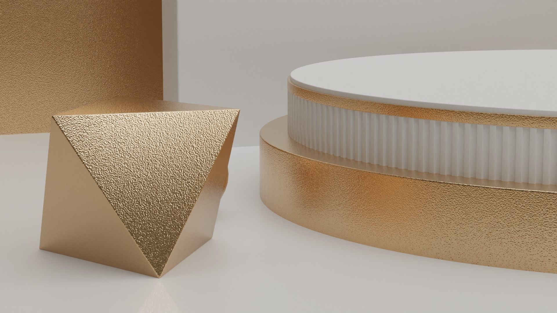 Golden Product Display Podium 3D model_6