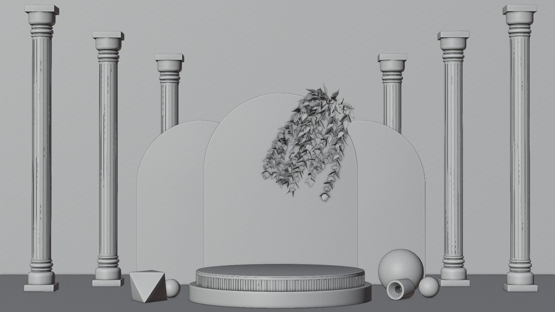 Golden Product Display Podium 3D model_1