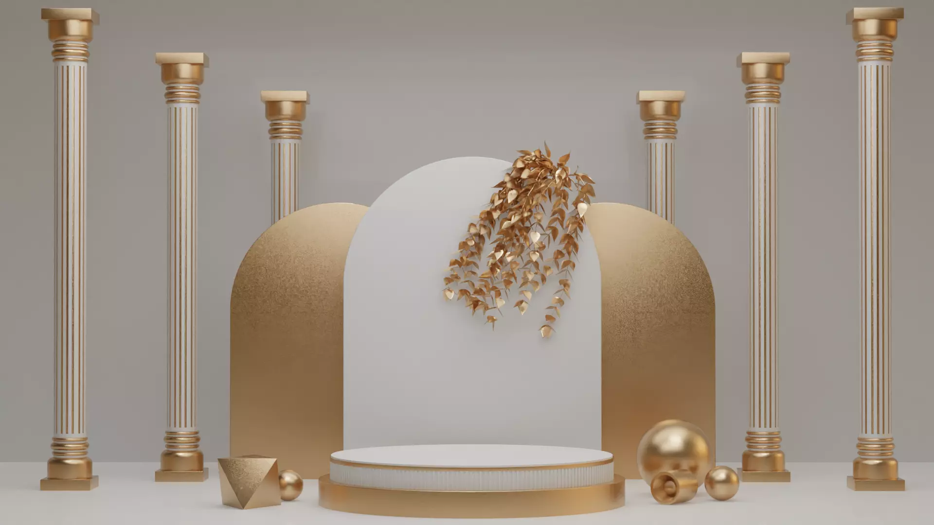 Golden Product Display Podium 3D model_0