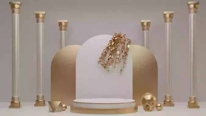 Golden Product Display Podium