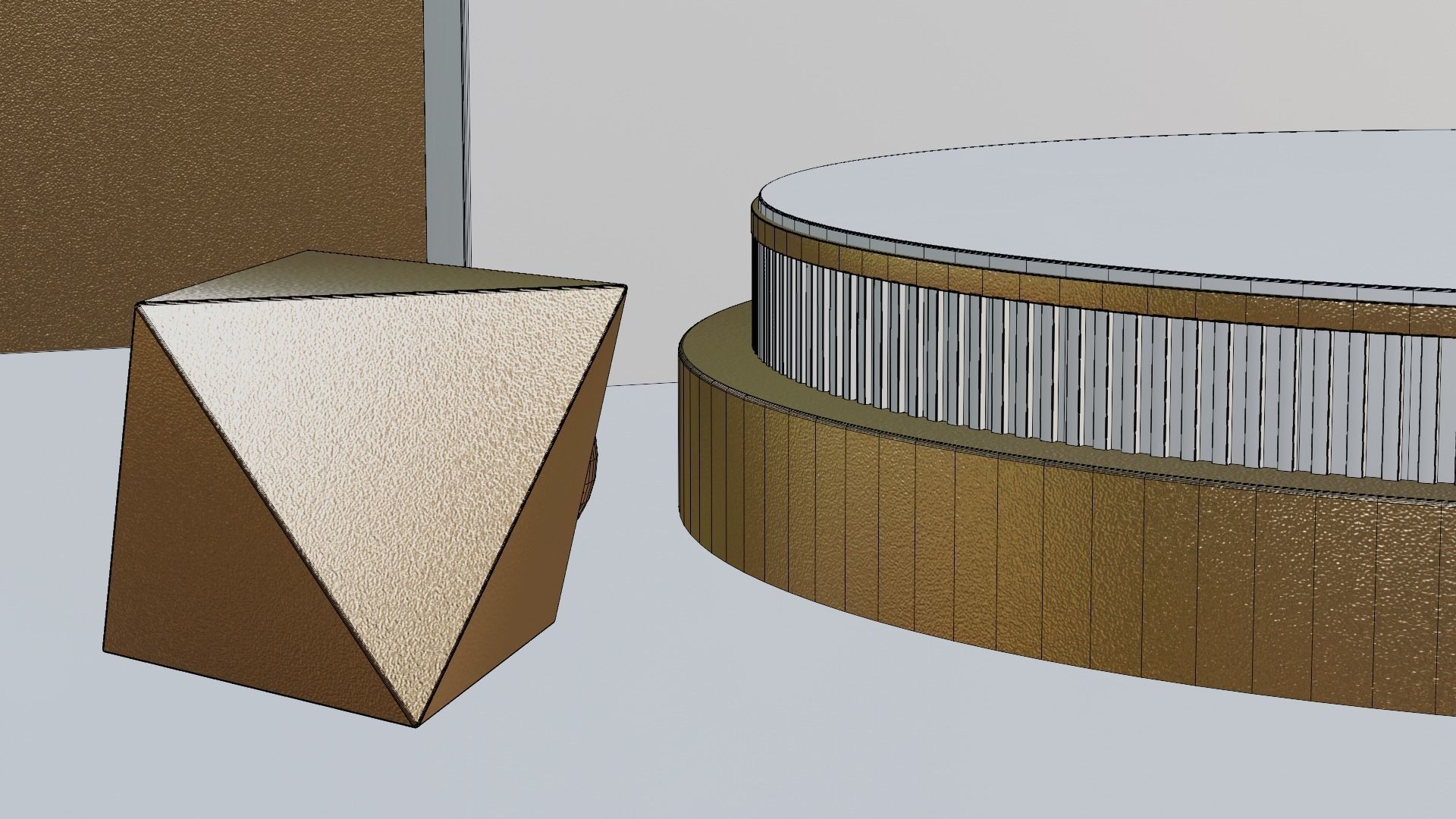 Golden Product Display Podium 3D model_8