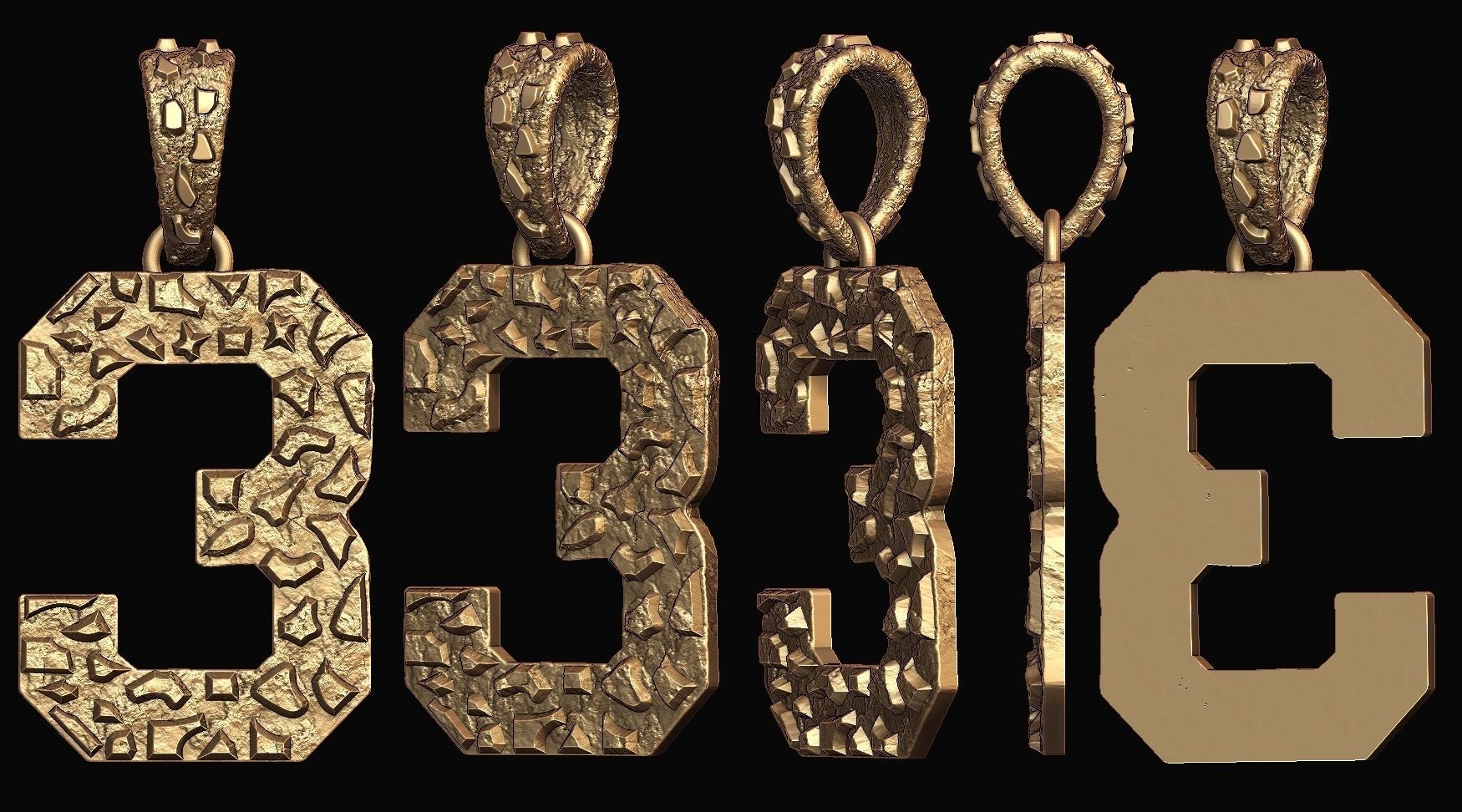 Plain Gold Nugget Number 3 3D print model_8